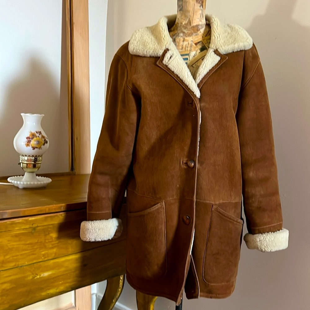Danier Brown Leather Jacket with Cream Accents